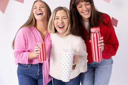 Simple Modern 40 oz Valentine's Day Trek Tumbler with Handle and Straw Lid | Cup Holder Friendly Insulated Stainless Steel Travel Mug | Crimson Hearts