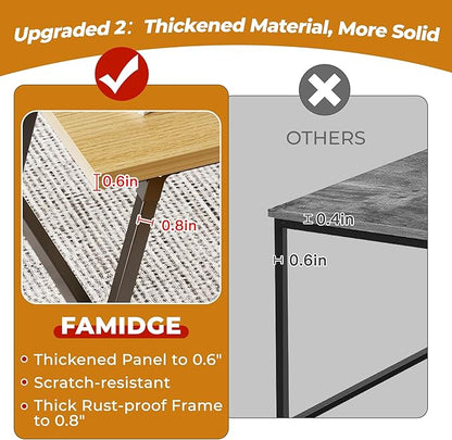 Folding Coffee Table, 39.4” Portable Floor Table Desk for Sitting on The Floor, No Assembly Low Coffee Table for Living Room, Home, Caravan and Camping, Large 39.4Lx19.7Wx15.8H, Natural