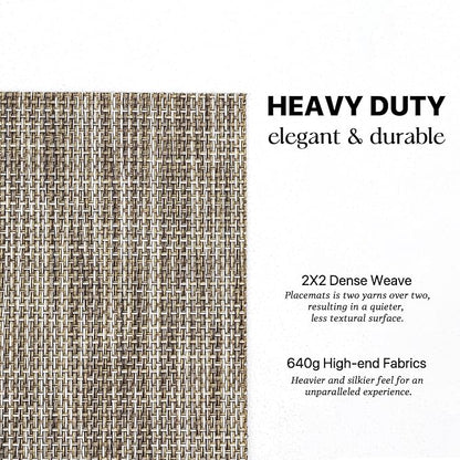 LEXMORE Placemats Set of 4 Vinyl/Plastic Woven Place Mats for Kitchen Table Indoor/Outdoor Washable Placemat Wipeable Dining Table Mats(Cappuccino)