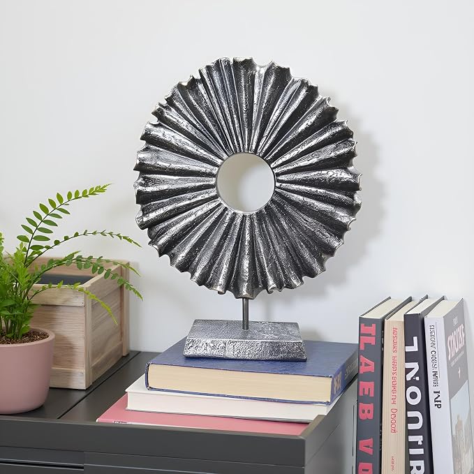 Modern Abstract Round Decorative Sculpture, Dining Living Room Desk Decor,Geometric Home Decor Statues,Shelf Top Decor Aesthetics, Coffee Tables or Office Shelves（Bronze Colored）