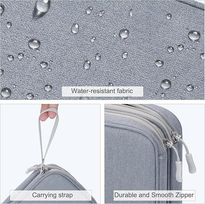 FYY Electronic Organizer, Large Travel Cable Organizer Bag Pouch Electronic Accessories Carry Case Portable Waterproof Double Layers All-in-One Storage Bag for Cable, Cord, Charger, Light Grey