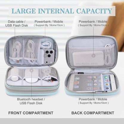 FYY Electronic Organizer, Large Travel Cable Organizer Bag Pouch Electronic Accessories Carry Case Portable Waterproof Double Layers All-in-One Storage Bag for Cable, Cord, Charger, Mint Green