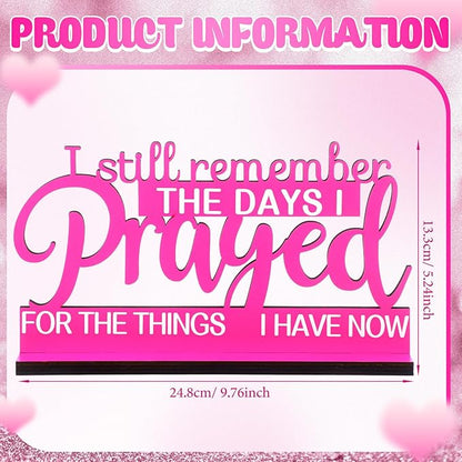 Jetec I Still Remember The Days I Prayed Sign Inspirational Table Blessed Signs Motivational Decor Farmhouse Table Home Centerpieces Faith Wooden Shelf for Living Room Office (Pink Style)