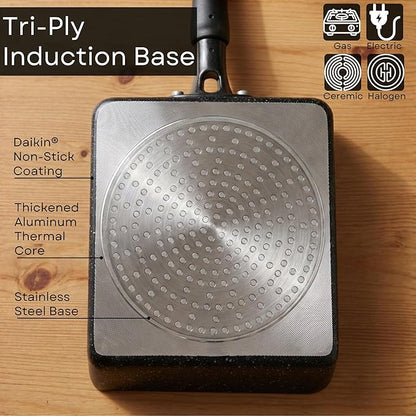 Tamagoyaki Pan - Japanese Omelette Pan Nonstick PFOA-Free - Japanese Egg Pan - Omelet Pan - Square Frying Pan Rolled Omelette Egg Roll - Tamago Skillet 7x6 All Stovetops