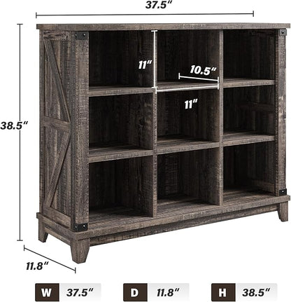 EnHomee 9 Cube Storage Organizer and Shelves, Cubby Storage Organizer, Bookshelves with Storage for Home and Bedroom, Black Oak