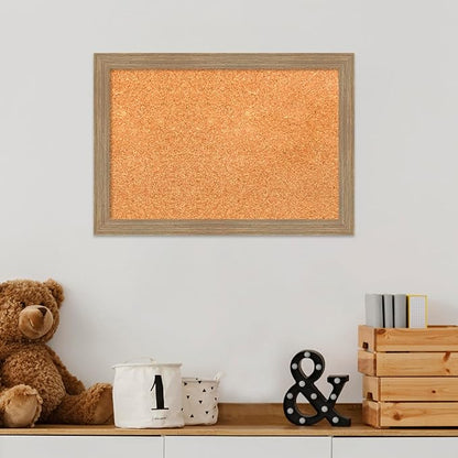 Amanti Art Natural Cork Board for Wall, 14x20 Vision Board with Brown Wood Frame, Small Corkboard Office Decor for Home Organization, Casual Corkboard Pinboard to Display Items for Home Organization