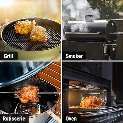 ThermoPro 500ft Wireless Meat Thermometer for Cooking, Long & Short Colored Probes Bluetooth Meat Thermometer for Kitchen Oven Smoker, Rechargeable Meat Probe for Backyard Grill BBQ Holiday Gifts