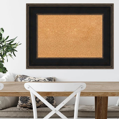 Amanti Art Natural Cork Board for Wall, 24x32 Vision Board with Brown Wood Frame, Medium Corkboard Office Decor for Home Organization, Casual Corkboard Pinboard to Display Items for Home Organization