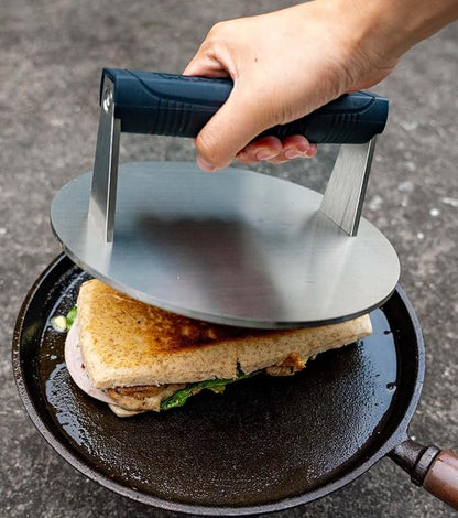 Stainless Steel Burger Smasher 3.25 LB – 8 Inch Steak Weight for Smash Burgers, Bacon, Sandwiches | Dishwasher Safe, Preheatable Protein Press with Silicone Handle | Commercial BBQ Tool