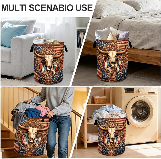 Cow Laundry Basket Waterproof Laundry Hamper Foldable Laundry Bag with Handles for Bedroom, Bathroom, Office, Clothes Storage