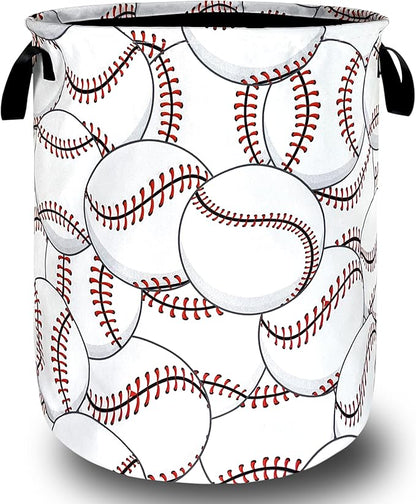 Personalize Baseball Laundry Basket Oxford Cloth Foldable Funny Laundry Hamper With Handle Portable Clothes Storage Organizer Basket 18.9"x16.5" Laundry Bag For Laundry Room/Dormitories/Bedroom