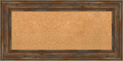 Amanti Art Natural Cork Board for Wall, 18x36 Vision Board with Brown Wood Frame, Medium Corkboard Office Decor for Home Organization, Country Rustic Corkboard Pinboard to Display Items for Home