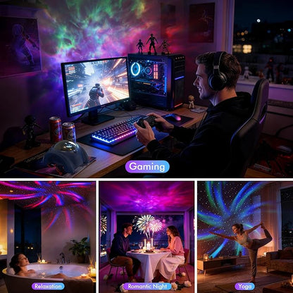 Rossetta Dual Lens Galaxy Projector, Star Projector for Bedroom with White Noise & Bluetooth Speaker, Remote, Timer, Aurora & Nebula Night Light for Room Decor, Party, Yoga, Gifts for Kids Adult Teen
