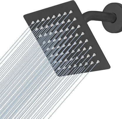 Voolan Rain Shower head, High Pressure Shower Head Made of 304 Stainless Steel, Relaxed Shower Experience Even at Low Water Flow and Pressure (6" Black)