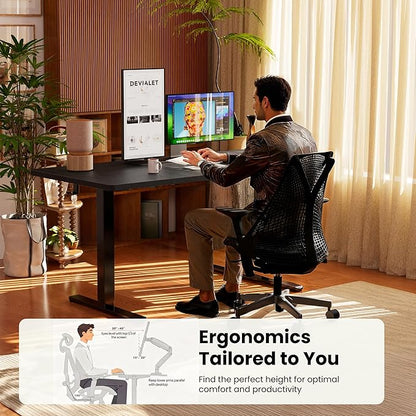 ErGear Height Adjustable Electric Standing Desk, 63 x 28 Inches Sit Stand up Desk, Memory Computer Home Office Desk with Two-Piece Desktop (Carbon Fiber Black)