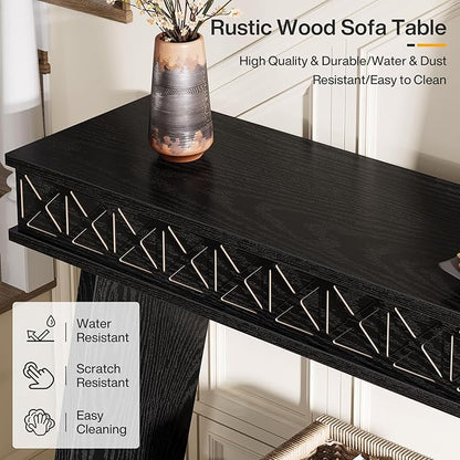 Tribesigns 70.9 Inch Extra Long Console Table, Wood Entryway Table with Storage, Narrow Long Sofa Tables Behind Couch, Farmhouse Style Entry Table for Living Room, Hallway, Entrance, Foyer, Black