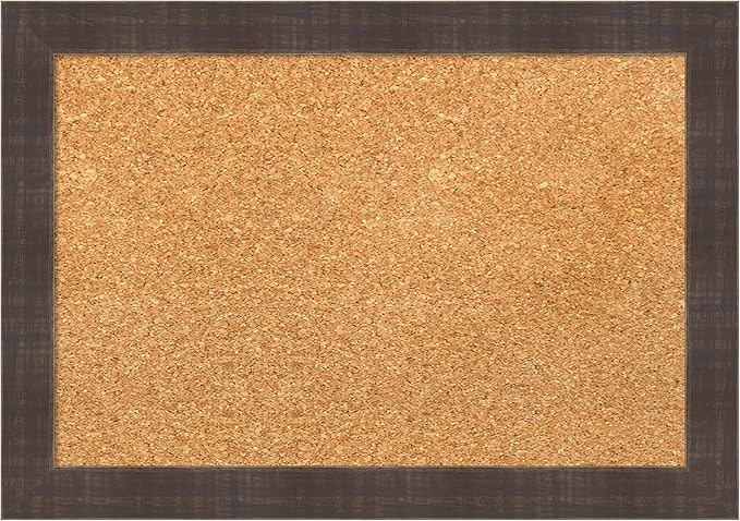 Amanti Art Natural Cork Board for Wall, 14x20 Vision Board with Brown Wood Frame, Small Corkboard Office Decor for Home Organization, Rustic Farmhouse Corkboard Pinboard to display items for home