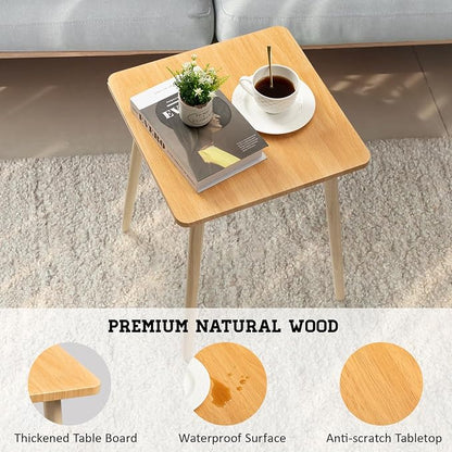 FORAOFUR Side Table, Modern Small End Table, Wood Nightstand for Living Room, Bedroom and Balcony, Rectangular Accent Table Home Decor, Easy Assembly, Natural