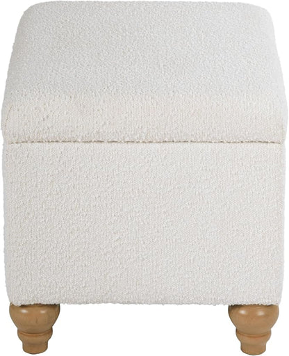 Spatial Order Home Decor | Upholstered MediumRectangular Storage Ottoman | Hinged Lid Ottoman with Storage for Living Room & Bedroom, Cream Boucle