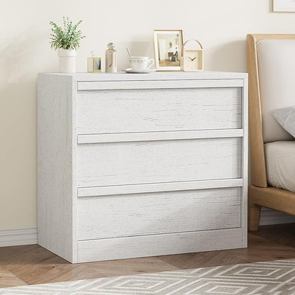 IDEALHOUSE 3 Drawer Nightstand for Bedroom, 30in Tall Small End Side Table with Large Storage & Anti-Tip Design, Modern Bedside Table Organizer for Living Room, Entryway - White