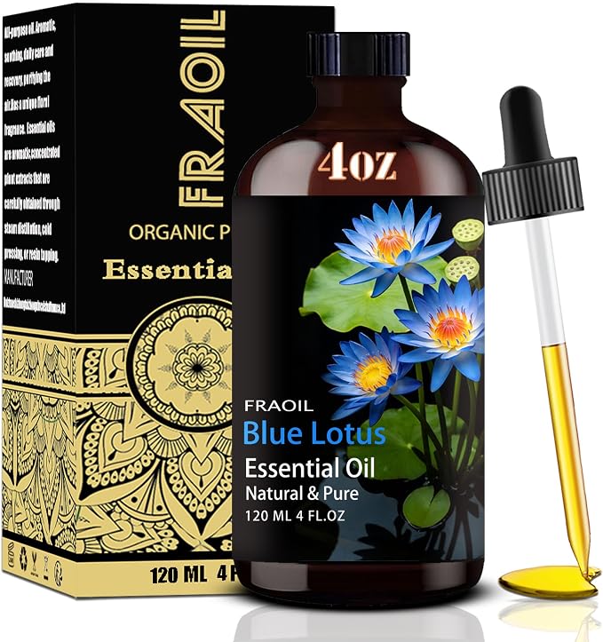 Blue Lotus Essential Oil, Blue Lotus Oil 4 Fl Oz 120ML for Diffuser Humidifier Yoga Cleaning DIY Candle Soap Making Essential Oils