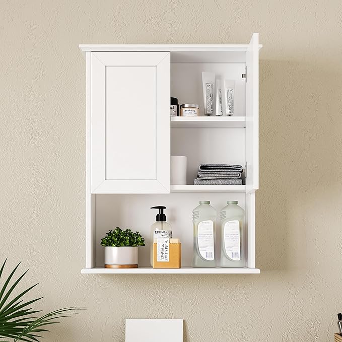 Bathroom Wall Cabinet, Over The Toilet Storage Cabinet, 23x29 Inch Medicine Cabinet with 2 Door & Adjustable Shelves, Bathroom Cabinet Wall Mounted for Laundry Room, Kitchen, Small Spaces
