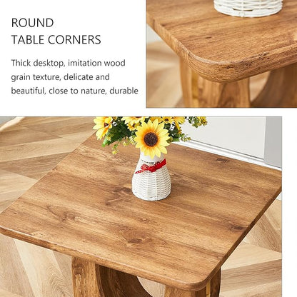 Modern Minimalist Wood Texture Sticker-Patterned MDF Square Coffee Table. Add a Quiet and Cozy Atmosphere to Your Home.Wood Color,MDF Coffee Table,Wood-Colored Textured Decal,Side Table.
