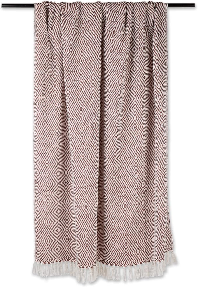 DII Diamond Throw Collection Woven Cotton, 50x60, Cinnamon (Pack of 2)
