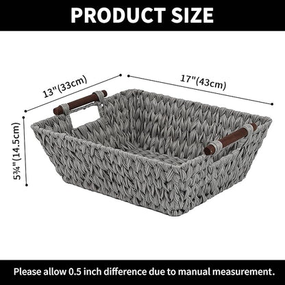 GRANNY SAYS 2-Pack Wicker Storage Baskets, Wicker Baskets for Organizing, Trapezoid Woven Basket with Handles, Storage Basket for Shelves, Gray