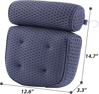 AEROiVi Luxury Bath Pillows for Tub，Bath Pillow Bathtub Pillows for Head and Neck Support Bath Cushion Made from Soft Spacer Mesh Material with Suction Cups (Dark Blue)