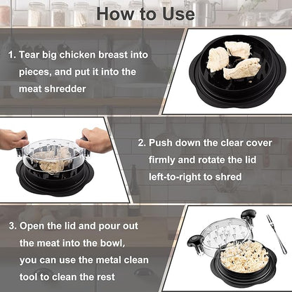 SURETIVIAN Chicken Shredder Tool Twist Large Chicken Breast Shredder with Brush&Fork, Visible Meat Shredder Machine, Strong Anti-Slip Strip, Ergonomic Handle, BPA Free, Suitable for Pork Beef Chicken