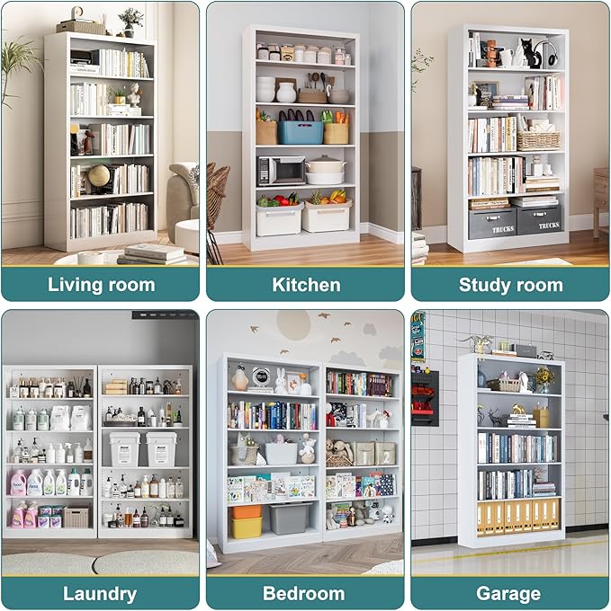 5-Space Heavy Duty Steel Shoe Rack, 4-Tier Adjustable Shoe Shelf with Back Panel, 55" Tall Open Shoe Organizer for Entryway, Closet, Apartment - Sturdy Metal Shoe Storage (White, 5 Tier-55"H*27.6W)
