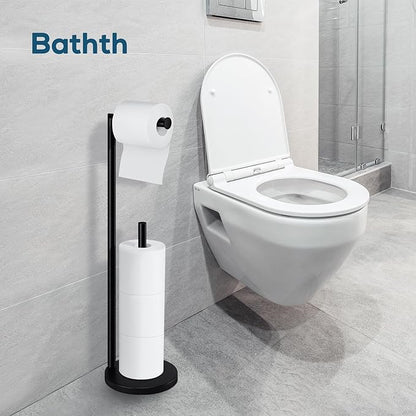 Toilet Paper Holder Stand, Toilet Paper Stand Black, Free Standing Toilet Paper Holder, Toilet Paper with Storage by Bathth