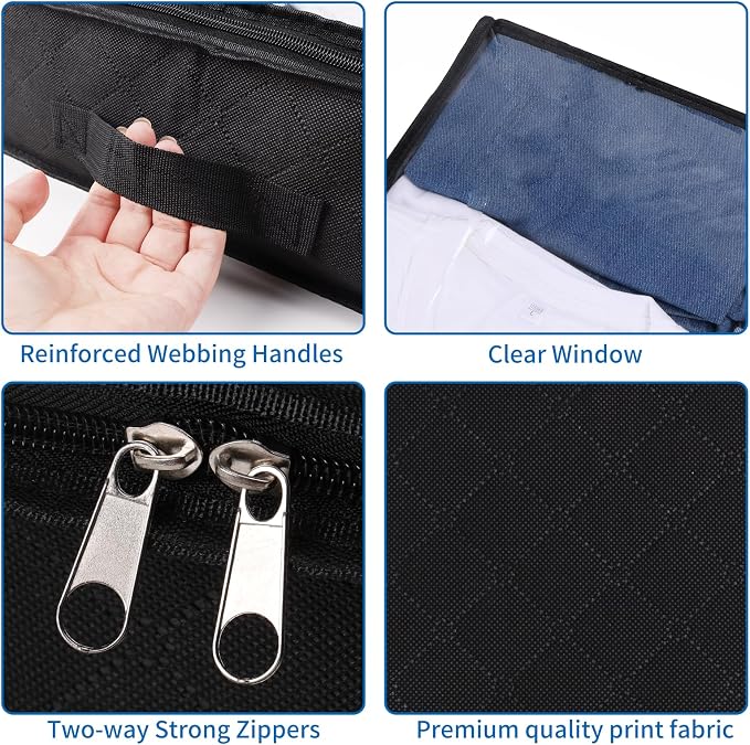 Fixwal Black Underbed Storage Bags with Clear Window and 2 Reinforced Handles Under Bed Storage Containers for Clothing, Bedding, Comforter (6 Pack)