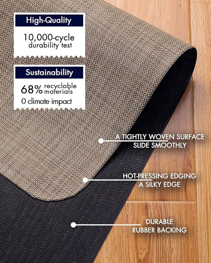 BARoyal Office Chair Mat for Hardwood Floor Under Desk Computer Rolling Chair Mat for Wood/Tile Floor Non-Slip Heavy Duty Desk Rug PVC Plastic Hard Floor Protector 30" x 48"(Linen)
