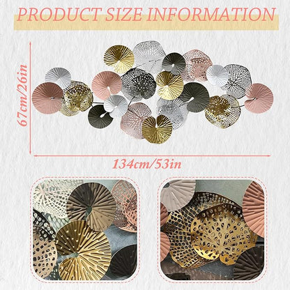 edaknez Coastal Metal Wall Art Decor for Living Room, Large Nautical Metal Wall Decor, 3D Modern Gold Lotus Leaves Wall Decoration, for Living Room, Bedroom (A 53 inch x 26 inch)