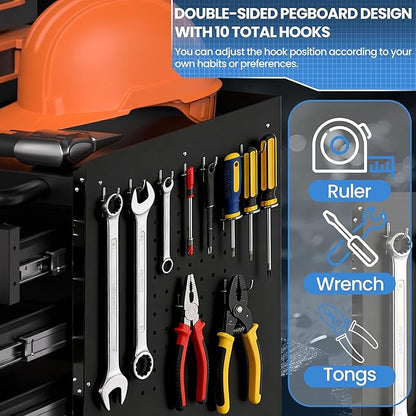 Metal Garage Storage Cabinet with Wheels, Rolling Tool Cabinet with 6 Drawers, Heavy Duty Tool Cabinet with Workbench, Assembly Required, Black