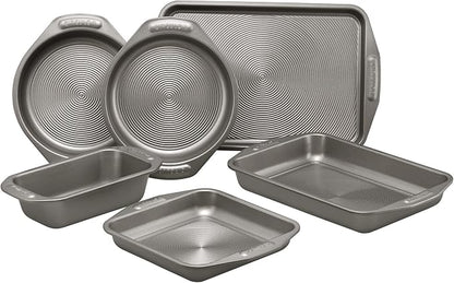 Circulon Total Nonstick Bakeware Set with Nonstick Cookie Sheet, Baking Pan and Bread Pan - 6 Piece, Gray