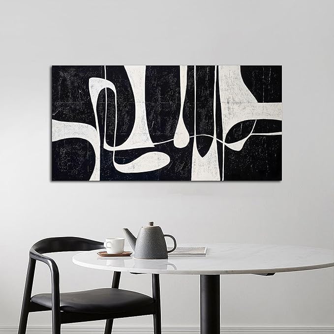 Tarfupth Black and White Abstract Wall Art for Living Room Minimalist Line Large Canvas Artwork for Bedroom Home Office Wall Decor Modern Canvas Prints 20"x40"