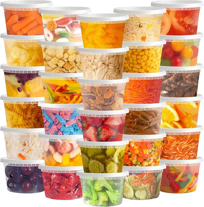 TashiBox 50 Sets 16 Oz Plastic Deli Containers with Lids - Food Storage Containers with Lids - Clear Airtight Meal Prep Containers, BPA Free, Stackable, Leakproof, Microwave and Freezer Safe