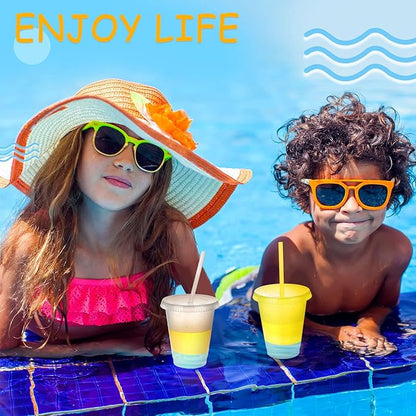 Sieral Cups with Straws and Lids Kids Tumbler with Straw Reusable Water Bottle Iced Coffee Travel Mug Adults Plastic Cups for Parties 16 oz(Modern Colors,30 Pack)