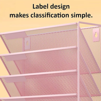 Kuntine.B 6-Tier Wall File Organizer Hanging File Organizer Cubicle Organizer Wall File Holder for Office Home (Pink, 6 Tier)