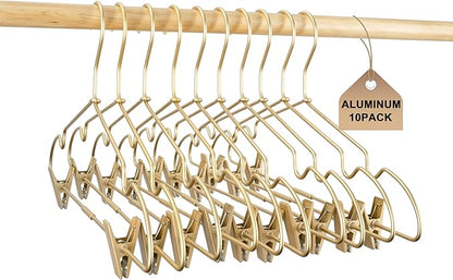 12.5" Gold Metal Baby Clothes Clips Hanger Children Kids Coat Hanger Display and Storage 10Pack