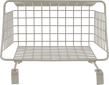 Spectrum Grid Over the Cabinet Wire Storage Basket Large (Satin Nickel Powder Coat) - Organizer for Bathroom, Kitchen, Under Sink, Pantry, Hair Tools, & More (Pack of 2)