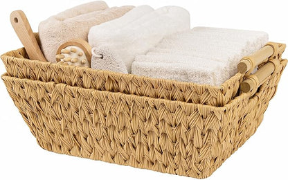 GRANNY SAYS 2-Pack Wicker Storage Baskets, Wicker Baskets for Organizing, Large Basket with Handles, Waterproof Woven Basket, Storage Baskets for Shelves