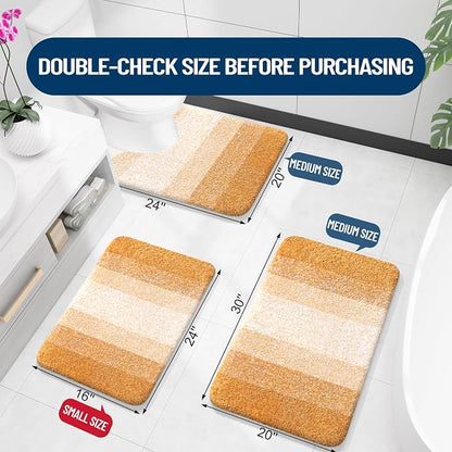 OLANLY Bathroom Runner Rugs Mat 47x20, Extra Soft Absorbent Microfiber Bath Rugs, Rubber Backing, Quick Dry, Washable Long Bath Mats for Bathroom, Tub and Shower, Home Decor Accessories, Golden Yellow