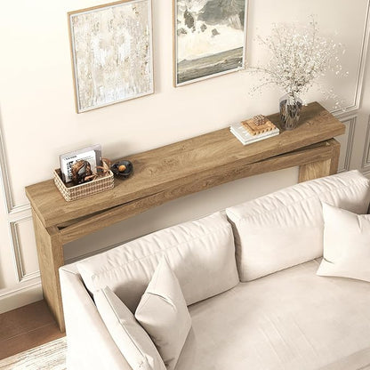 Console Table for Entryway Living Room, 63-Inch Wooden Rectangular Sofa Tables Narrow Long Behind Couch, Large Farmhouse Foyer Entrance Table for Home, Hallway, Apartment, Natural Brown