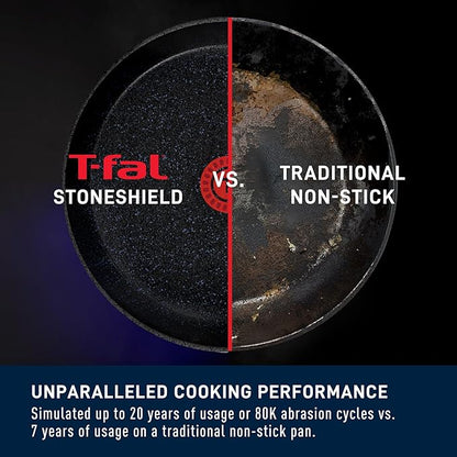 T-FAL StoneShield 5Qt / 11.8" Jumbo Cooker, Non-Stick, Anti-Warp, Rock Texture, Dishwasher & Oven Safe, Easy to Clean