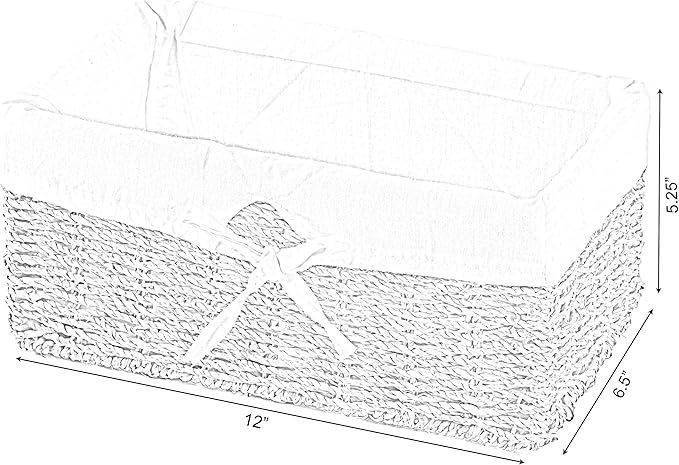 Vintiquewise(TM Seagrass Shelf Basket Lined with White Lining (Pack of 2)