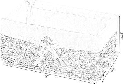 Vintiquewise(TM Seagrass Shelf Basket Lined with White Lining (Pack of 2)